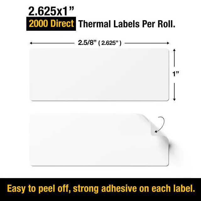 Alt view image 3 of 5 - 2 5/8" X 1 Direct Thermal Labels 2000 Per Roll Perforated | Quality 2 5/8" x 1 direct thermal labels 2000, designed for everyday use