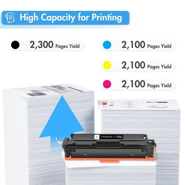 Alt view image 3 of 7 - 055 055H Toner Cartridge Set MF743Cdw MF741Cdw MF740C 4 Pack | Compatible for Canon Color ImageCLASS MF743Cdw MF741Cdw MF746Cdw LBP663Cdw MF740C LBP660C Printer Black Cyan Magenta Yellow