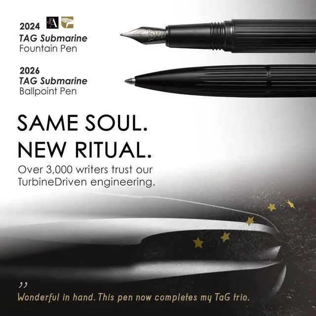Alt view image 7 of 7 - Submarine Luxury Ballpoint Pen with Sonar Stand, Turbine Twist Desk Pen, Phantom Grey Aerospace Aluminum Writing Instrument, Schmidt Refill, Fancy Executive Gift Pen