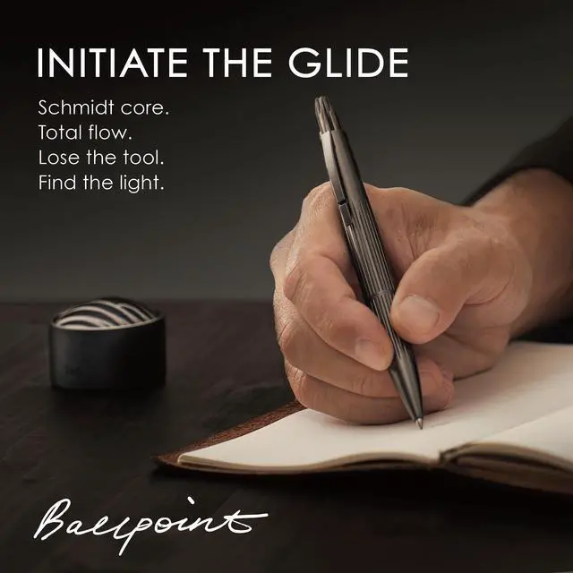 Alt view image 4 of 7 - Submarine Luxury Ballpoint Pen with Sonar Stand, Turbine Twist Desk Pen, Phantom Grey Aerospace Aluminum Writing Instrument, Schmidt Refill, Fancy Executive Gift Pen