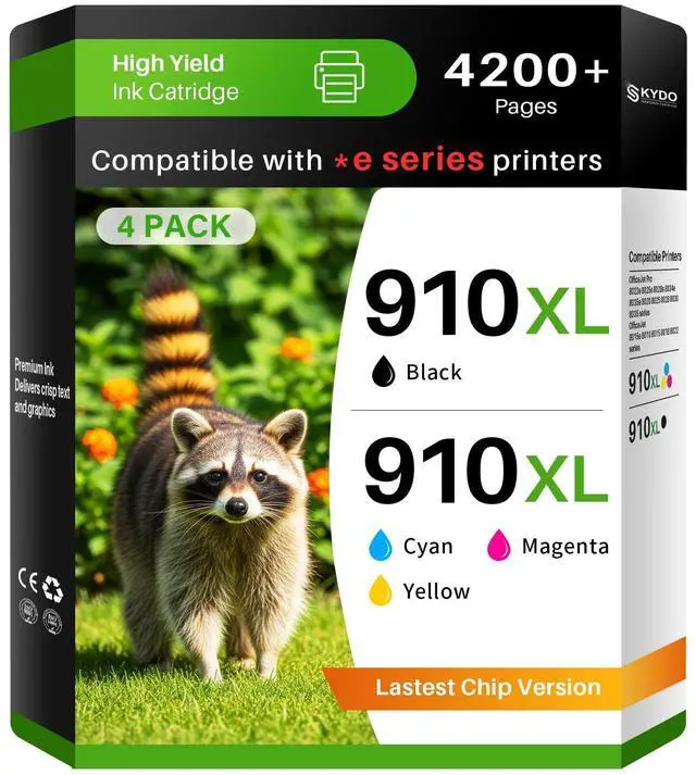 Main image of 910XL Ink Cartridges Combo Pack Compatible for HP 910 XL 8015e 8025e | 910 Ink Work with OfficeJet 8015e 8022e 8010 8015 OfficeJet Pro 8020 8025 8028e 8035e High Yield (Bk, C, M, Y, 4 Pack)