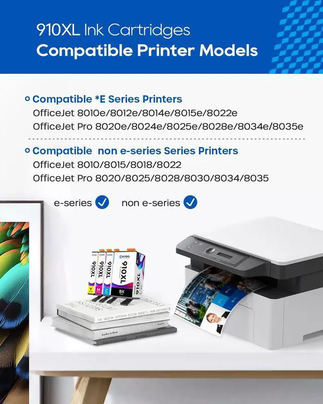 Alt view image 2 of 7 - 910XL Ink Cartridges Combo Pack Compatible for HP 910 XL 8015e 8025e | 910 Ink Work with OfficeJet 8015e 8022e 8010 8015 OfficeJet Pro 8020 8025 8028e 8035e High Yield (Bk, C, M, Y, 4 Pack)