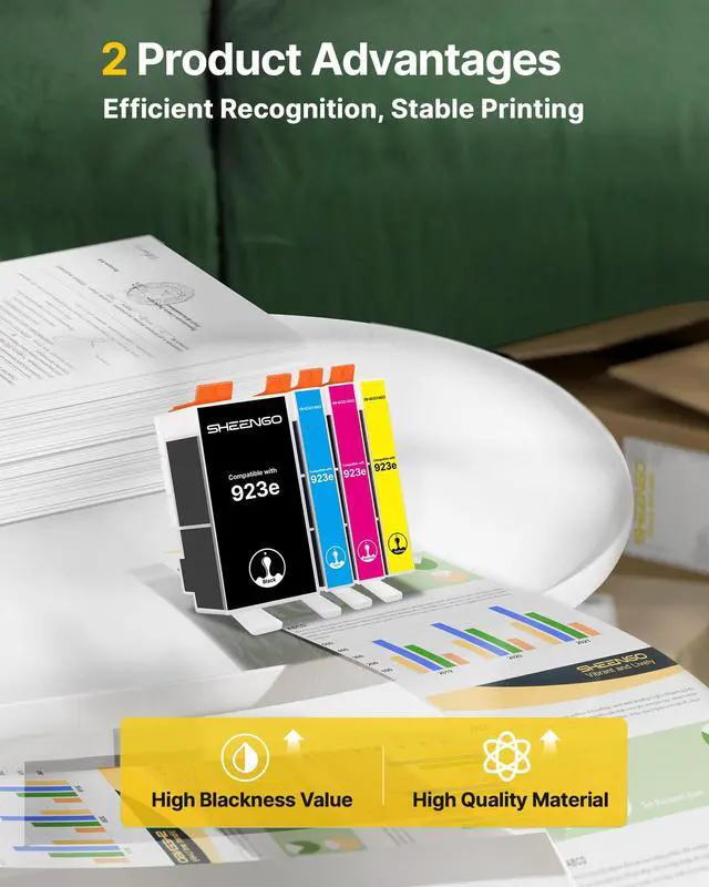 Alt view image 4 of 7 - 923XL 923 8130e Ink Cartridges Combo Pack Replacement for HP 923XL 923e 923 Ink Cartridges for HP Printers OfficeJet Pro 8130e 8135e 8138e 8139e 9130 8122e 8120 8124e 8125e 8132e, B/C/M/Y with Chip