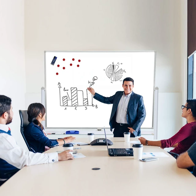 Alt view image 7 of 7 - Mobile Whiteboard with Stand - 60x40 Double Sided Dry Erase Board with Stand, Large White Board on Wheels for Office, Rolling Magnetic Whiteboard with Pen Tray for Meeting, Training by