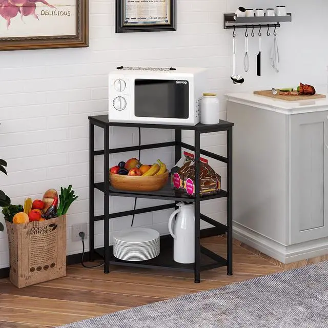 Alt view image 6 of 7 - Corner Printer Stand Table with Power Outlet Charging Plugs USB Port Adjustable Storage Shelf Computer Tower CPU Stand Holder for Home Office (Black)