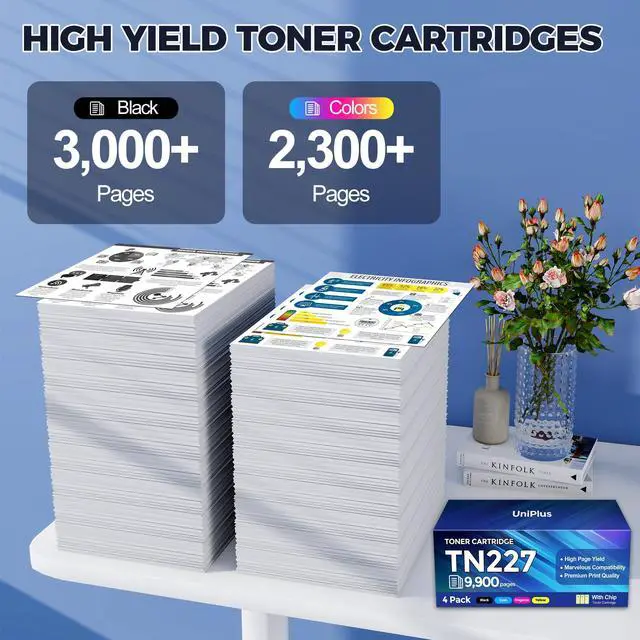 Alt view image 3 of 7 - TN227 Toner Cartridges 4 Pack (9900 Pages) Compatible with HL-L3270CDW MFC-L3770CDW for Brother TN227 TN223 Toner Work with HL-L3270CDW L3210CW L3230CDW L3230CDN L3290CDW MFC-L3710CW L3750CDW Printer