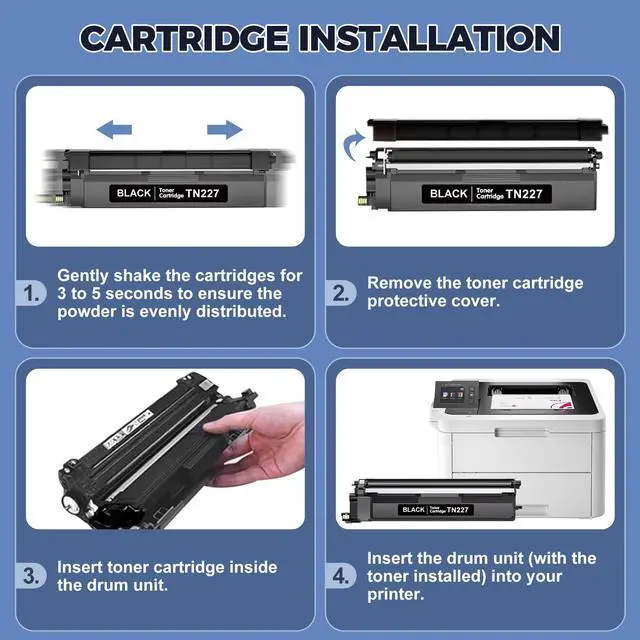 Alt view image 7 of 7 - TN227 Toner Cartridges 4 Pack (9900 Pages) Compatible with HL-L3270CDW MFC-L3770CDW for Brother TN227 TN223 Toner Work with HL-L3270CDW L3210CW L3230CDW L3230CDN L3290CDW MFC-L3710CW L3750CDW Printer