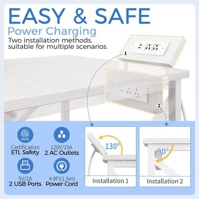 Alt view image 4 of 7 - Large Printer Stand with Power Outlet, with Storage Shelf, 2 Tier Rolling Printer Cart with Industrial Wheels, 23.6 x 23.6 Inches Printer Table for Home Office,White