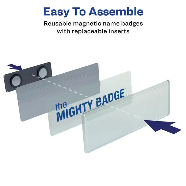 Alt view image 4 of 7 - ® Reusable Magnetic Professional Name Badge System, 1" x 3" Silver Name Tags, 10 Identification Badges, 80 Inkjet Printable Inserts, Design Software Included (71205)