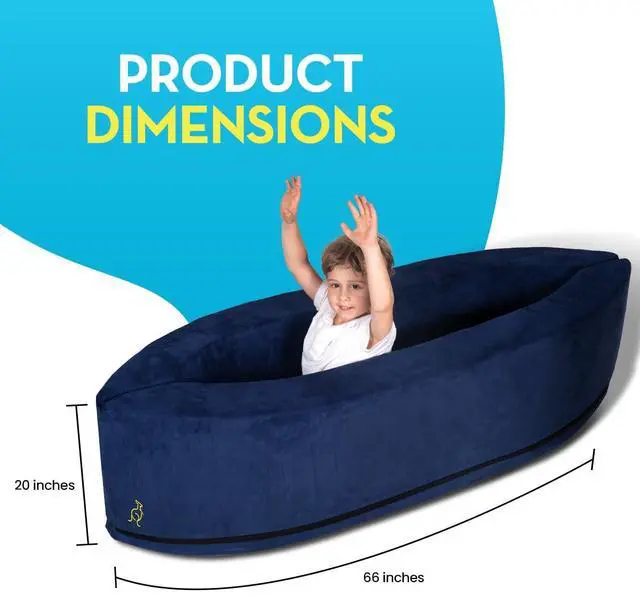 Alt view image 3 of 7 - Sensory Chair for Kids Sensory Soft Canoe for Children Deluxe Adjustable Compression Peapod Foam Dark Blue