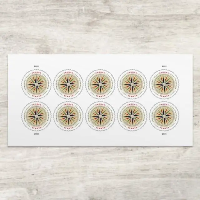 Main image of 1794 Compass Rose 2025 (2 Sheets of 10) Global Forever International Rate First-Class Mail Postage Stamps