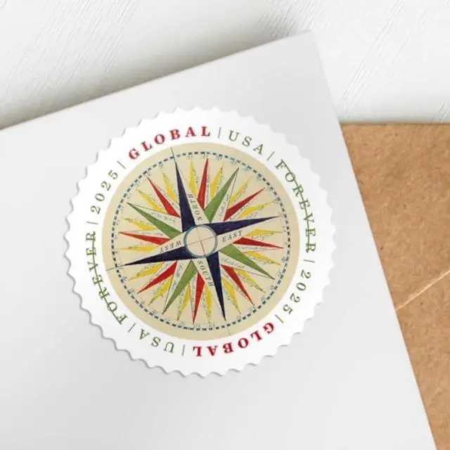 Alt view image 2 of 7 - 1794 Compass Rose 2025 (2 Sheets of 10) Global Forever International Rate First-Class Mail Postage Stamps