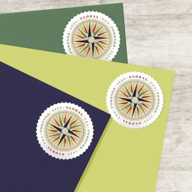 Alt view image 3 of 7 - 1794 Compass Rose 2025 (2 Sheets of 10) Global Forever International Rate First-Class Mail Postage Stamps