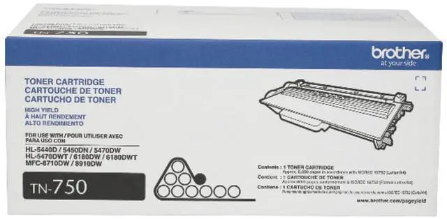 Main image of Genuine High Yield Toner Cartridge, TN750, Replacement Black Toner, Page Yield Up to 8,000 Pages, Amazon Dash Replenishment Cartridge