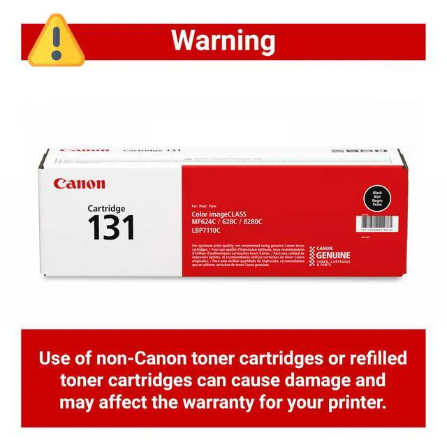 Alt view image 4 of 6 - Genuine Toner, Cartridge 131 Black (6272B001), 1 Pack, for Color imageCLASS MF8280Cw, MF624Cw, MF628Cw, LBP7110Cw Laser Printer