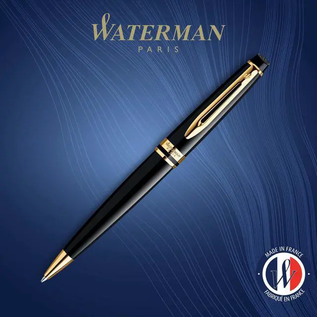 Alt view image 2 of 7 - Expert Ballpoint Pen, Black with Golden Trim, Medium Tip, Blue Ink, Gift Box