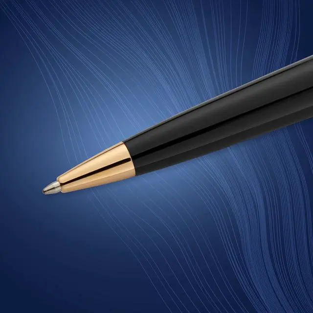 Alt view image 5 of 7 - Expert Ballpoint Pen, Black with Golden Trim, Medium Tip, Blue Ink, Gift Box