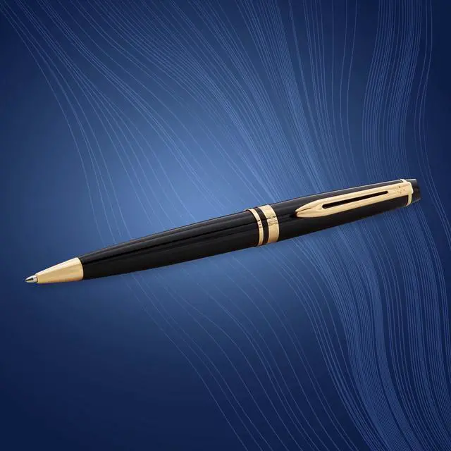 Alt view image 6 of 7 - Expert Ballpoint Pen, Black with Golden Trim, Medium Tip, Blue Ink, Gift Box