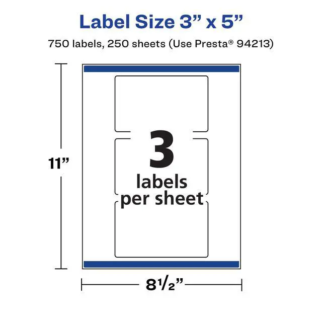 Alt view image 5 of 7 - ® Matte White Rectangle Labels, Sure Feed® Technology, 3" x 5", 750 Matte White Printable Labels