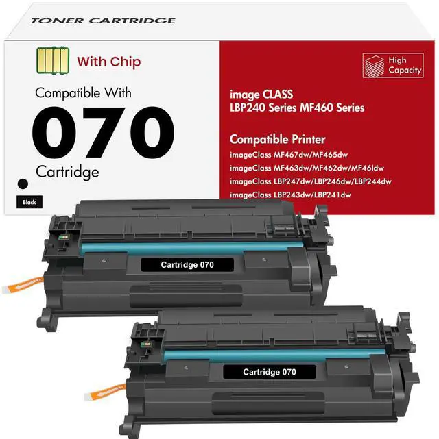 Main image of 070 Black Toner Cartridge for Canon 070H 070 MF465dw MF462dw CRG-070 2 Pack | Compatible for Canon 070H Toner imageCLASS MF465dw MF462DW LBP247dw LBP246dw LBP240 MF460 MF462 LBP247 LBP246 Printer Ink