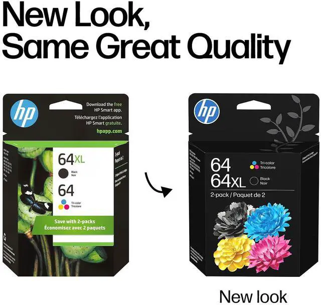 Alt view image 3 of 7 - 64XL/64 Black High Yield and Tri-Color Standard Yield Ink Cartridges, 2/Pack