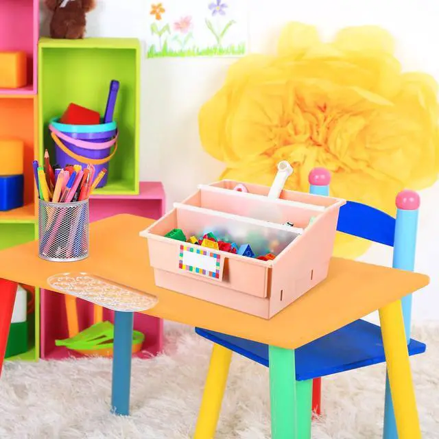 Alt view image 7 of 7 - 6 Pack Picture Book Organizer Bins with Dividers Large Plastic Book Holders with Labels Multi Purpose Classroom Organization Bins Storage Container (Boho Color,13.5 " X 13.5 " X 7.75")
