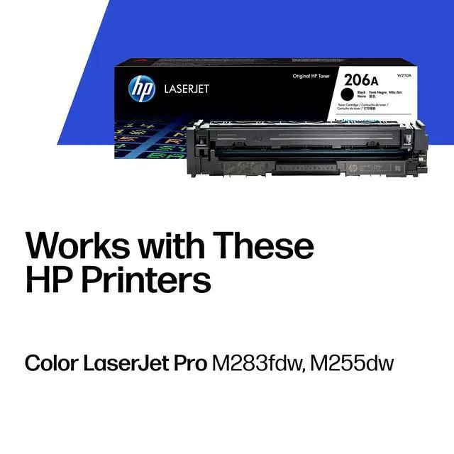 Alt view image 2 of 7 - 206A Black Toner Cartridge | Works with Color LaserJet Pro M255, MFP M282, M283 Series | W2110A