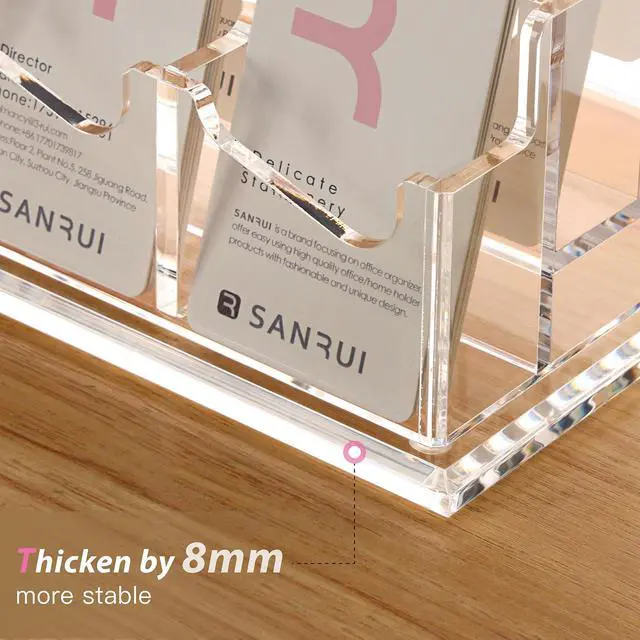 Alt view image 5 of 7 - Vertical Business Card Holder for Desk,16 Slots 4 Tier Clear Acrylic Business Card Display Stand,Multiple Business Card Desktop Organizer holders for Women and Men,Holds 960 Cards