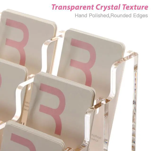 Alt view image 6 of 7 - Vertical Business Card Holder for Desk,16 Slots 4 Tier Clear Acrylic Business Card Display Stand,Multiple Business Card Desktop Organizer holders for Women and Men,Holds 960 Cards