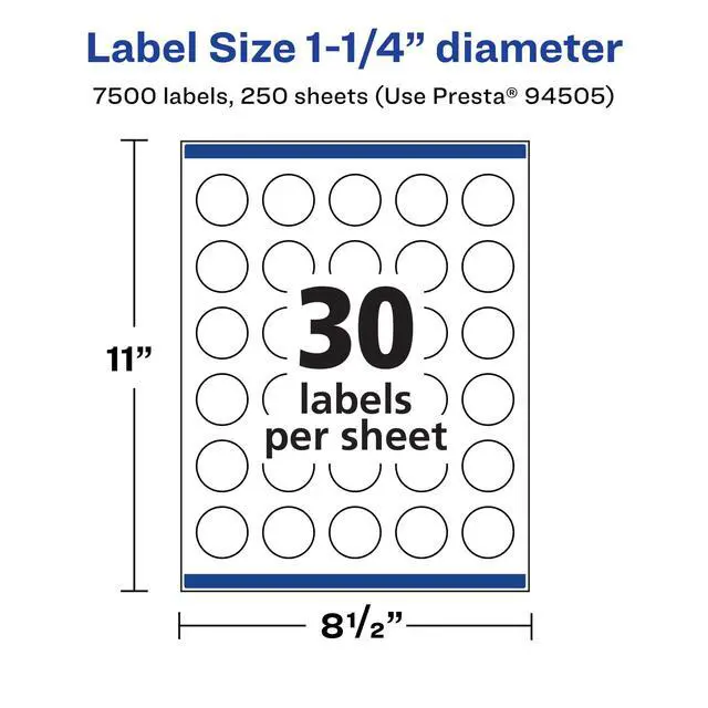 Alt view image 5 of 7 - Matte White Round Labels, Sure Feed Technology, 1.25" Diameter, 7,500 Matte White Printable Labels