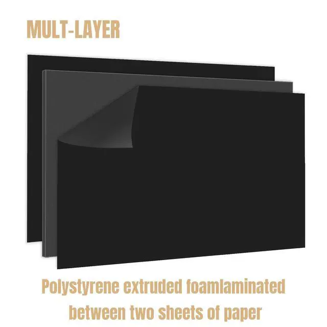 Alt view image 3 of 6 - 36×48" Black Foam Board, 3/16" (5mm) Thick Poster Board, 5Pack of Foam Core Board for Arts & Crafts, School Projects, Displays, and Presentations