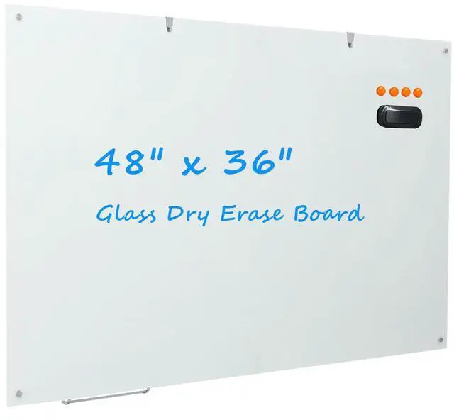 Main image of Glass Whiteboard Magnetic Dry Erase White Board 4'x 3' Framless White Surface