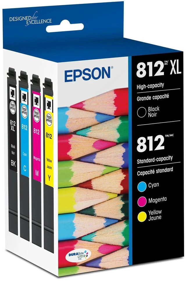 Main image of 812 Genuine Ink Cartridge XL Black and Standard Color Combo Pack Works With WorkForce Pro WF-7310 WF-7820 WF-7840 EC-C7000 Printers
