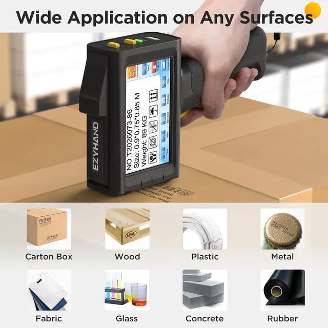 Alt view image 5 of 7 - Handheld Inkjet Printer 0.5 Inches Print Height Weighs Only 390g for Batch Code Date Lot Number Print on Plastic Carton Wood Metal Glass Aluminum with 42ml Fast Dry Ink (Black)