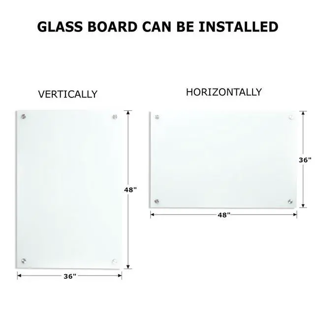 Alt view image 3 of 7 - Glass Whiteboard Magnetic Dry Erase White Board 4'x 3' Framless White Surface