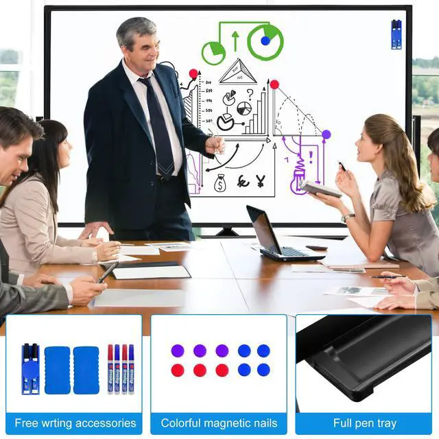 Alt view image 5 of 7 - Rolling White Board on Wheels 72 X 40, Double-Sided Magnetic Large Rolling Whiteboard Dry Erase Board with Stand, Mobile Standing Whiteboard for Office, Classroom & Home