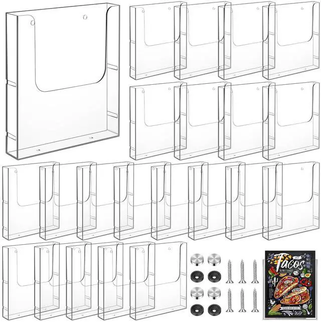 Main image of Acrylic Brochure Holder 8.5 x 11 Inches Wall Mount Flyer Holder Plastic Slat Wall Display Single Pocket Box for Magazines Poster Papers Files Menu Pamphlet Literature Documents (24)