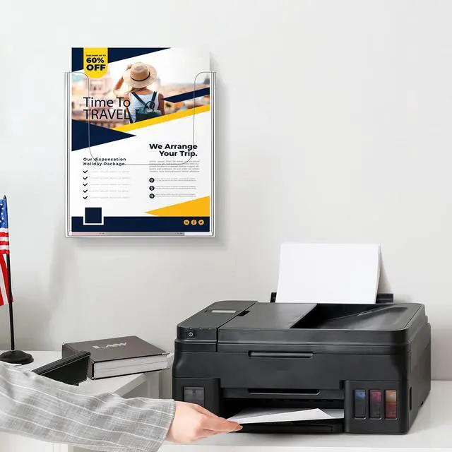 Alt view image 5 of 6 - Acrylic Brochure Holder 8.5 x 11 Inches Wall Mount Flyer Holder Plastic Slat Wall Display Single Pocket Box for Magazines Poster Papers Files Menu Pamphlet Literature Documents (24)