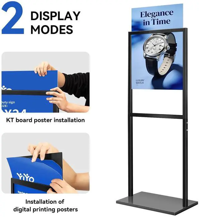 Alt view image 7 of 7 - Sign holder floor stand, sign holder stand heavy Duty Pedestal poster stand for display,18×24 inch slide-in double sided poster sign holder floor standing Display Advertising (18×24)