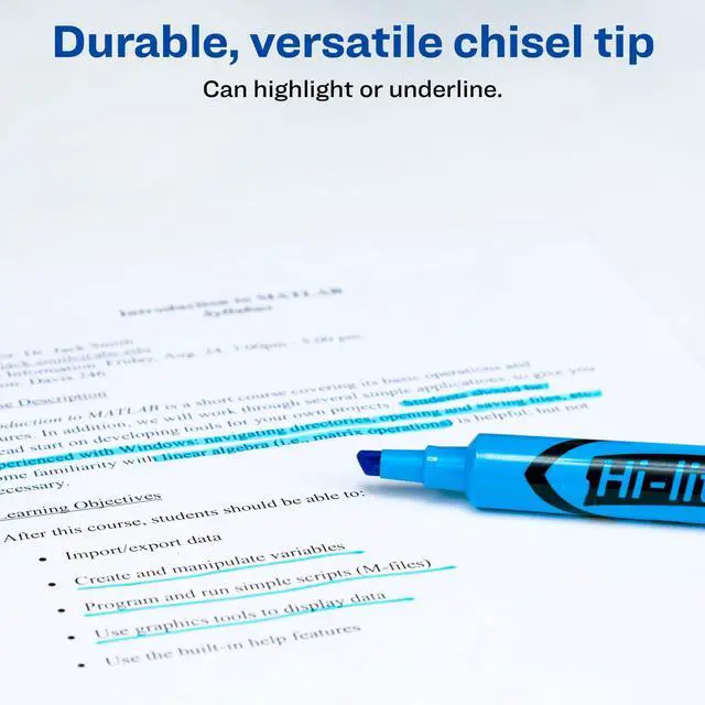 Alt view image 3 of 6 - Hi-Liter Desk-Style Highlighters, Smear Safe Ink, Chisel Tip, 12 Fluorescent Blue Highlighters (24016) (Pack of 12)