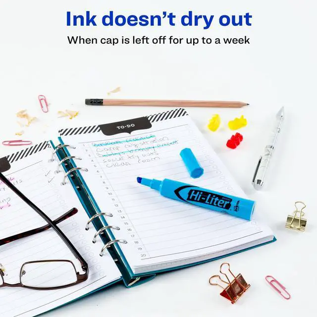 Alt view image 4 of 6 - Hi-Liter Desk-Style Highlighters, Smear Safe Ink, Chisel Tip, 12 Fluorescent Blue Highlighters (24016) (Pack of 12)