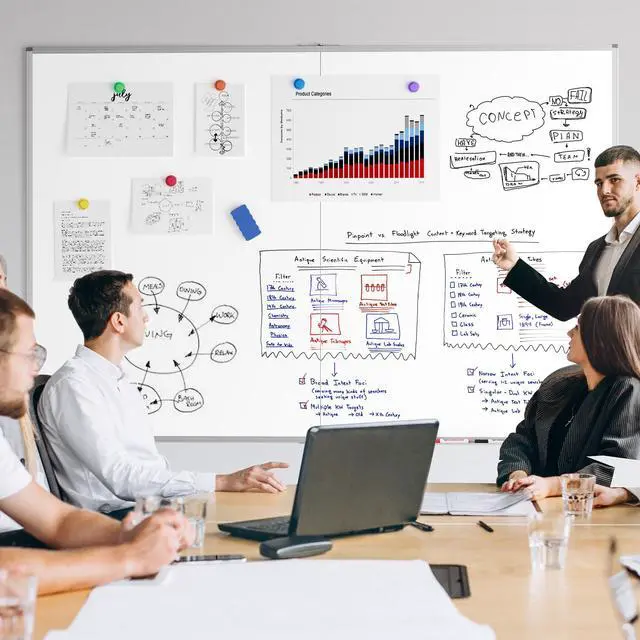 Alt view image 2 of 7 - Magnetic White Board Dry Erase Board for Wall, 72" x 48" (6' X 4') Wall-Mounted Large Giant Whiteboard for School, Classroom, Office & Home