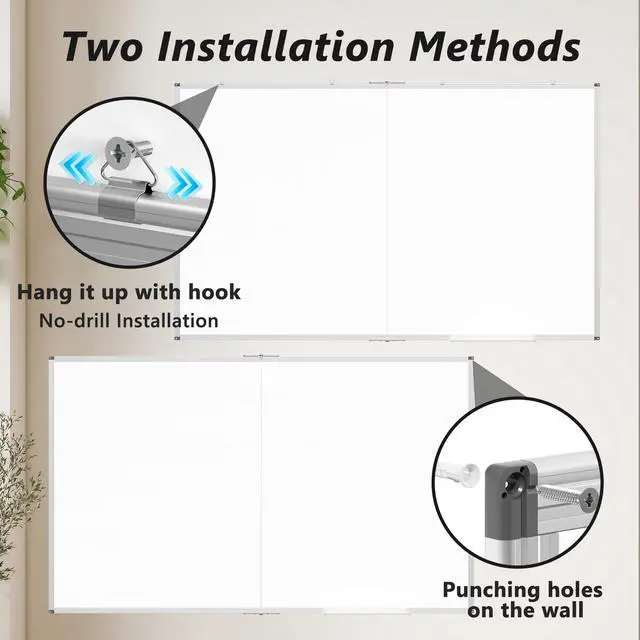 Alt view image 6 of 7 - Magnetic White Board Dry Erase Board for Wall, 72" x 48" (6' X 4') Wall-Mounted Large Giant Whiteboard for School, Classroom, Office & Home