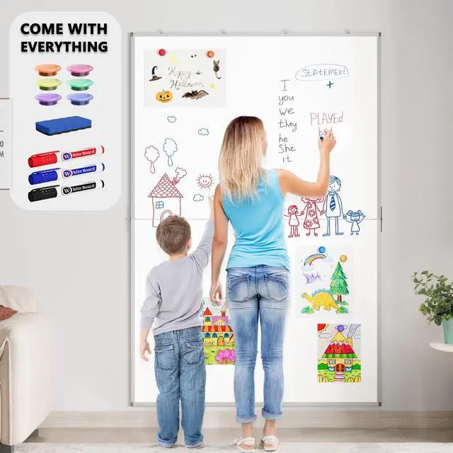 Alt view image 7 of 7 - Magnetic White Board Dry Erase Board for Wall, 72" x 48" (6' X 4') Wall-Mounted Large Giant Whiteboard for School, Classroom, Office & Home