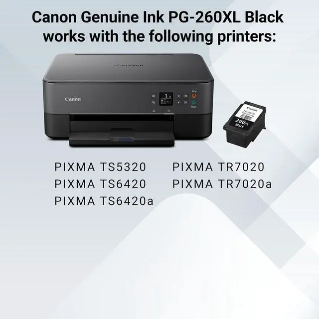 Alt view image 7 of 7 - PG-260 XL Genuine Black Ink Cartridge,Compatible with TS5320/6420/6420a,TR7020/7020a,(Pack of 2)