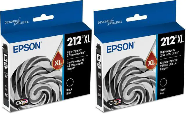 Main image of 212 Claria Ink High Capacity Black Cartridge (T212XL120-S) Works with Workforce WF-2830,2850 and Expression XP-4100,4105,(Pack of 2)