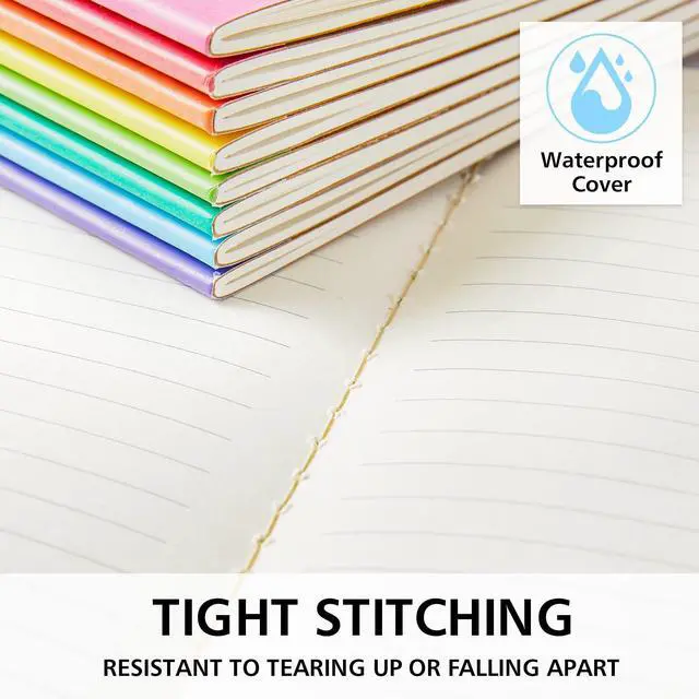 Alt view image 4 of 7 - 80 Pack Composition Notebooks Bulk, Kraft Cover Lined Blank College Ruled Composition Travel Journals with Rainbow Spines For Women Students Business, 60 Pages, 8.3x 5.5, A5, 8 Colors
