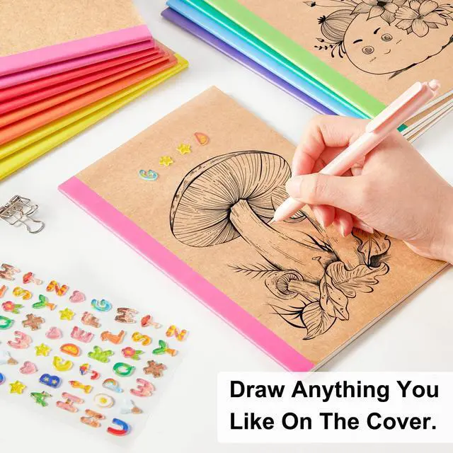 Alt view image 3 of 7 - 80 Pack Composition Notebooks Bulk, Kraft Cover Lined Blank College Ruled Composition Travel Journals with Rainbow Spines For Women Students Business, 60 Pages, 8.3x 5.5, A5, 8 Colors