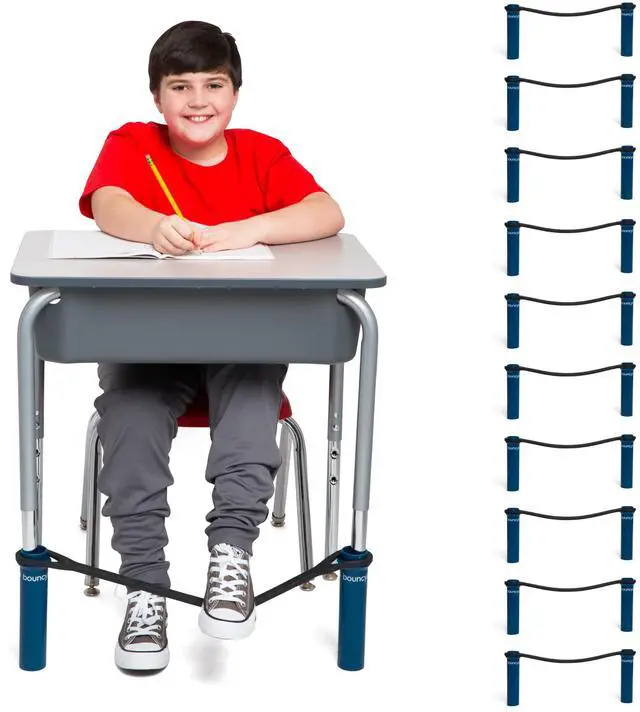 Main image of Bouncyband Original for Student Desks Desk Bands for 20 to 28 Wide Desk Legs with 1.5 Diameter Support Pipes Silent Sensory Tool Increases Focus & Relieves Stress