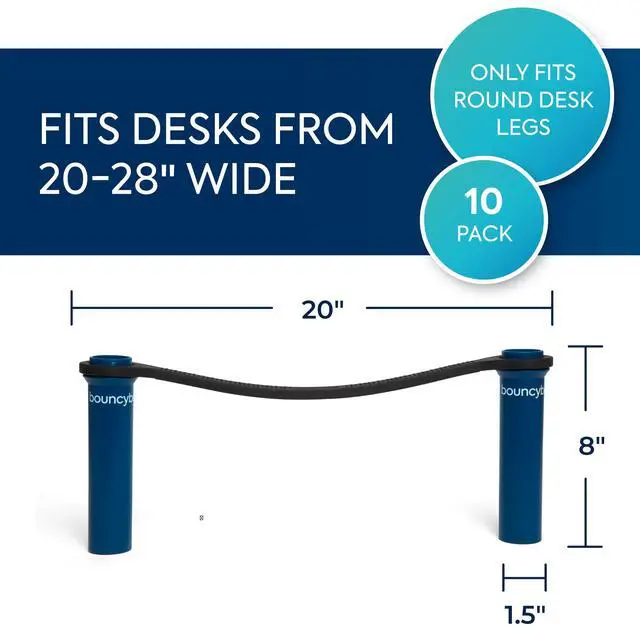 Alt view image 2 of 7 - Bouncyband Original for Student Desks Desk Bands for 20 to 28 Wide Desk Legs with 1.5 Diameter Support Pipes Silent Sensory Tool Increases Focus & Relieves Stress